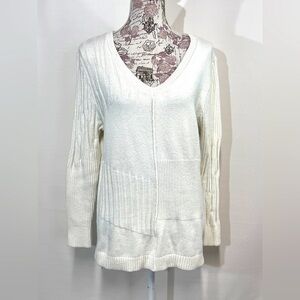 SUNDANCE Ivory ribbed V neck‎ sweater size S